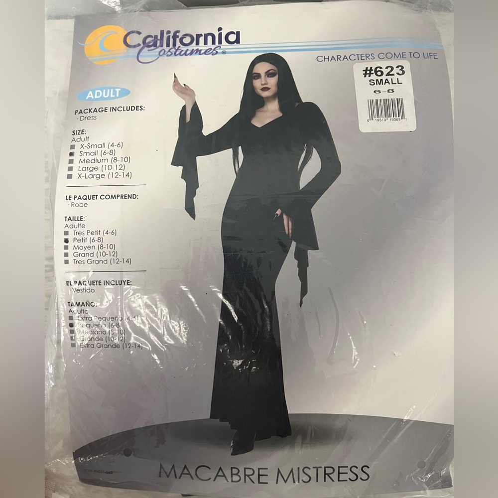 Adult macabre mistress costume/ morticia Addams/ Elvira Halloween costume